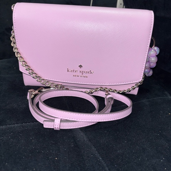 kate spade Carson Light Pink Leather Crossbody with Gold Chain - Picture 9 of 10